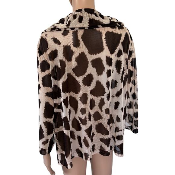 Laura Ashley Woman 2X Leopard Animal Print Semi Sheer Blouse Mob Wife Western - Picture 5 of 10